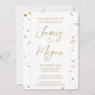 Invitation Gold Heart Wedding