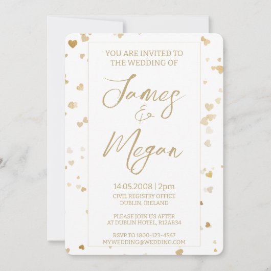 Invitation Gold Heart Wedding (Devant)