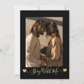 Invitation Gold Hearts Black Photo Holiday Card (Devant)