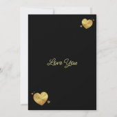Invitation Gold Hearts Black Photo Holiday Card (Dos)