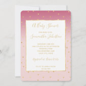 Invitation Gold Hearts Blush Pink Ombre Baby shower (Devant)