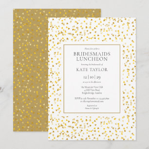 Invitation Gold Hearts Confetti Bridesmaids Déjeuner