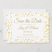 Invitation Gold Hearts Confetti Enregistrer la date (Devant)