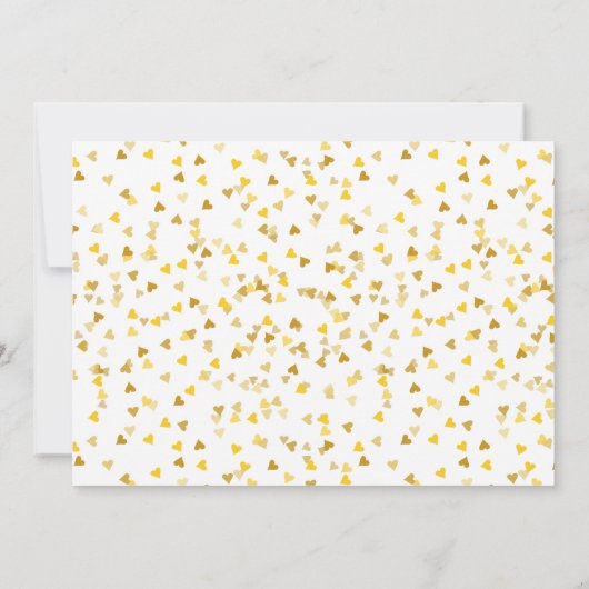 Invitation Gold Hearts Confetti Enregistrer la date (Dos)