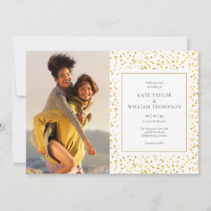 Invitation Gold Hearts Confetti Photos Mariage
