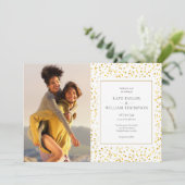 Invitation Gold Hearts Confetti Photos Mariage (Debout devant)