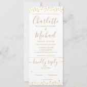 Invitation Gold Hearts Confetti Script Tout en un Mariage (Devant)