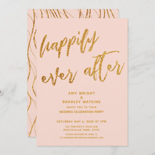 Invitation Gold Heureusement Jamais Après Blush Mariage Récep