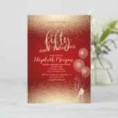 Invitation Gold High Heels Confetti, Red 50th Birthday Party (Debout devant)