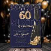 Invitation Gold High Heels Élégant 60e Anniversaire Sensation