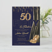 Invitation Gold High Heels Elégant Marine 50 Fabuleux Anniver (Debout devant)