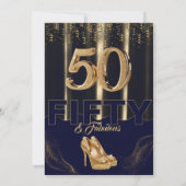 Invitation Gold High Heels Elégant Marine 50 Fabuleux Anniver (Dos)