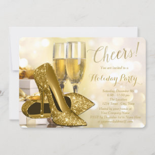 Invitation Gold High Heures Champagne Corporate Holiday Party