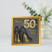 Invitation Gold High talon Chaussure Fabuleux 50e fête d'anni (Debout devant)