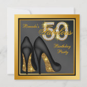 Invitation Gold High talon Chaussure Fabuleux 50e fête d'anni (Devant)