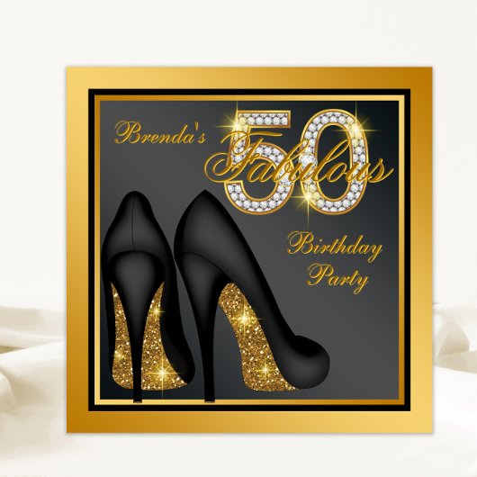Invitation Gold High talon Chaussure Fabuleux 50e fête d'anni