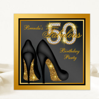 Invitation Gold High talon Chaussure Fabuleux 50e fête d'anni