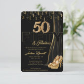 Invitation Gold High Talons Élégant Noir 50 Fabuleux Annivers (Debout devant)