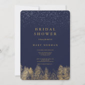 Invitation Gold Hiver neige marine pin bleu douche nuptiale (Devant)