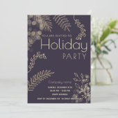 Invitation Gold hiver verdure entreprise Fête de vacances (Debout devant)