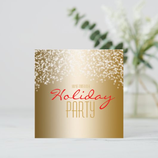 Invitation Gold Holiday Parties scintillant Sparkle Invitatio (Debout devant)