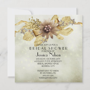 Invitation Gold Holiday Winter Ribbon Fête des mariées