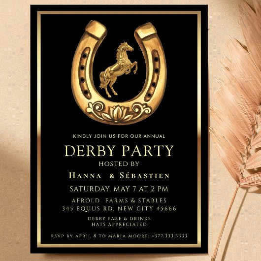 Invitation gold Horse Derby Party Equestrian 