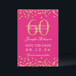 Invitation Gold Hot Pink 60th Birthday Enregistrer la date Dé<br><div class="desc">Elégant design "60th Birthday Party" avec faux confettis de parties scintillant & détails texte. Facile à utiliser et facile à personnaliser. Commandez aujourd'hui !</div>