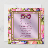 Invitation Gold Hot rose rose violet Masque Masquerade (Dos)