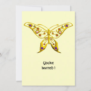 Invitation GOLD HYPER BUTTERFLY, GEMSTONES Cream Mariage