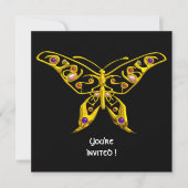 Invitation GOLD HYPER BUTTERFLY, GEMSTONES Mariage noir (Devant)