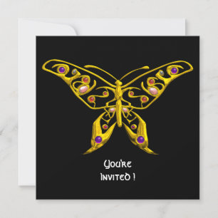 Invitation GOLD HYPER BUTTERFLY, GEMSTONES Mariage noir