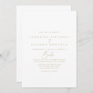 Invitation Gold Idyllic Calligraphie espagnol Mariage