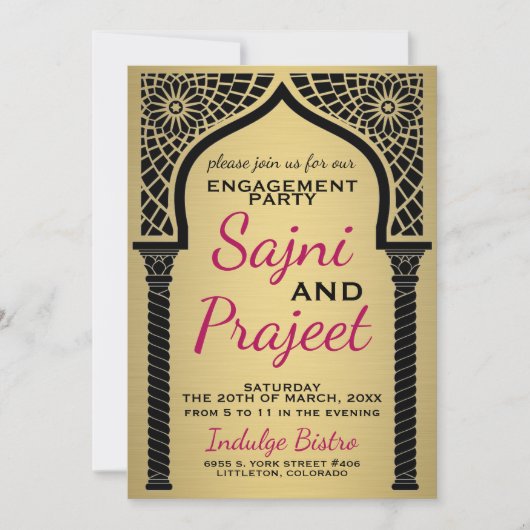 Invitation Gold Indian Engagement Party (Devant)