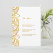 Invitation Gold Indian Paisley Réception de mariage tradition (Debout devant)
