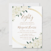 Invitation Gold Ivory Floral Greenery 80e Quatre-vingts Anniv (Devant)