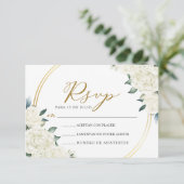 Invitation Gold Ivory Floral Nuestra Boda Mariage RSVP (Debout devant)