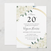 Invitation Gold Ivory Floral Vingt-vingtième anniversaire (Devant / Derrière)