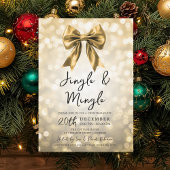 Invitation Gold Jingle & Mingle Christmas Party Bow & Lights