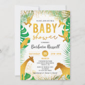 Invitation Gold Jungle Animaux Safari Baby shower garçon (Devant)