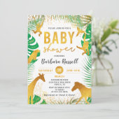 Invitation Gold Jungle Animaux Safari Baby shower garçon (Debout devant)