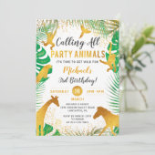 Invitation Gold Jungle Animaux Safari Garçons Anniversaire (Debout devant)