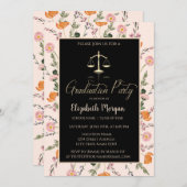 Invitation Gold Justice Scale Fleur sauvage Graduation (Devant / Derrière)