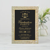 Invitation Gold Justice Scale Law School Graduation Party (Debout devant)