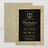 Invitation Gold Justice Scale Law School Graduation Party (Devant / Derrière)