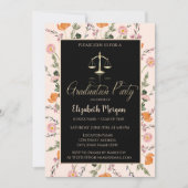 Invitation Gold Justice Scale Wildflowers Photo Graduation (Devant)