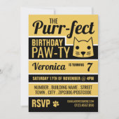 Invitation Gold Kitten fête d'anniversaire (Devant)
