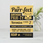 Invitation Gold Kitten fête d'anniversaire (Debout devant)