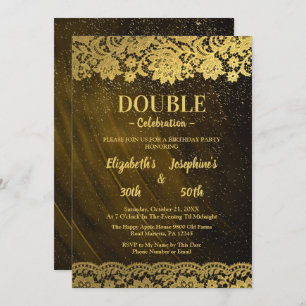 Invitation Gold Lace Adulte double Joint Anniversaire