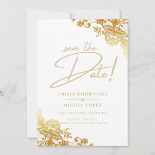 Invitation GOLD LACE Budget All-in1 Mariage Enregistrer la da